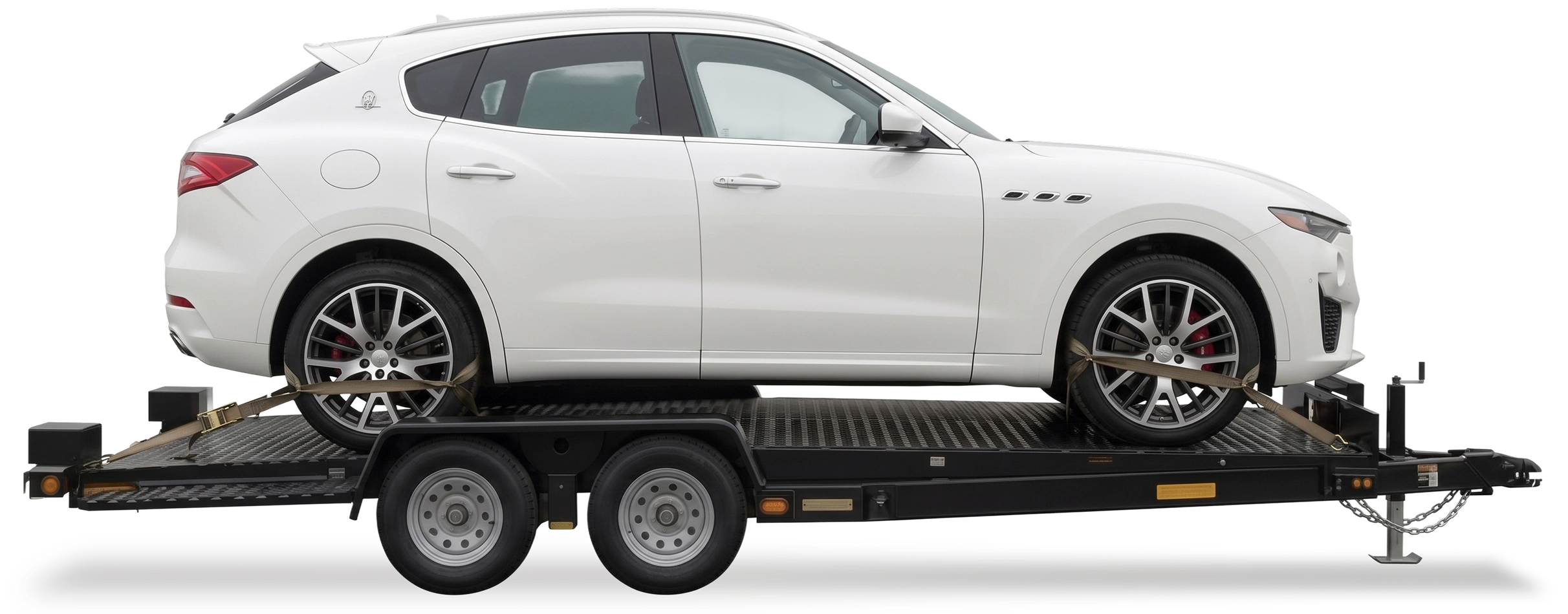 Vehicle on a tow trailer