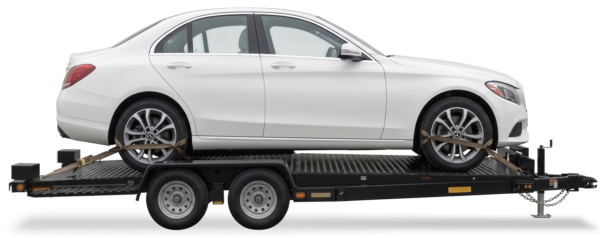 Vehicle on a tow trailer