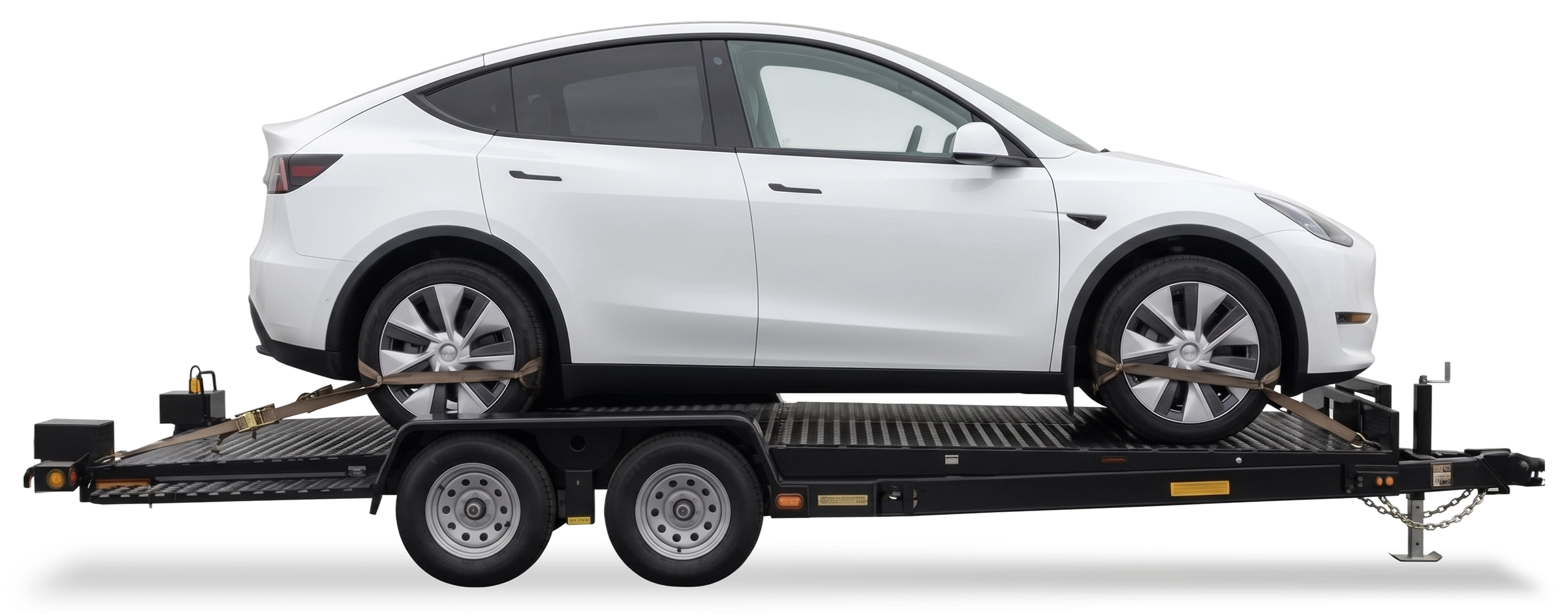 Vehicle on a tow trailer